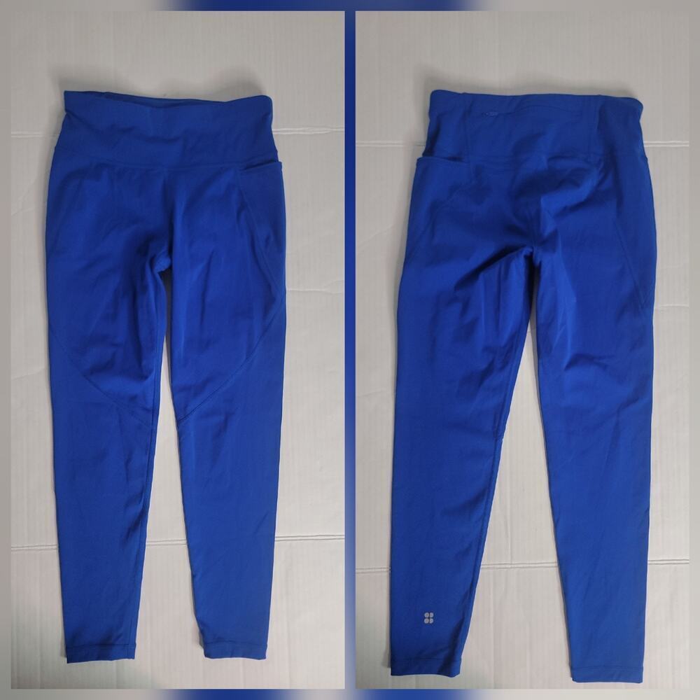 Sweaty Betty 7/8 Length Power Leggings Blue Size 4 Side Pockets Womens